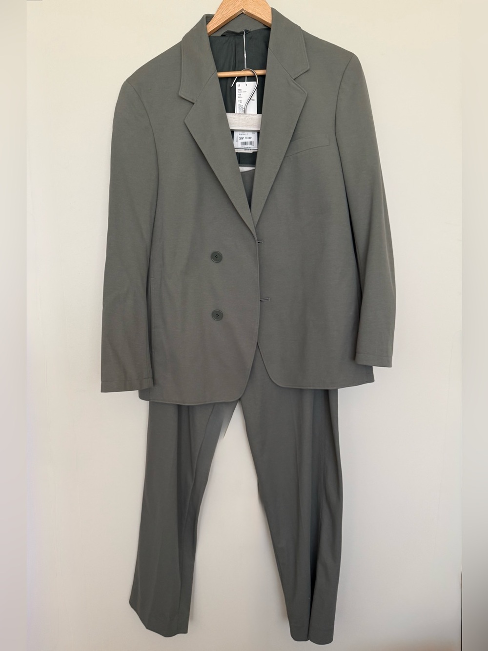 Lemaire Uniqlo U Single-Breasted Grey Jersey Blazer &Trousers Minimalist Suit M